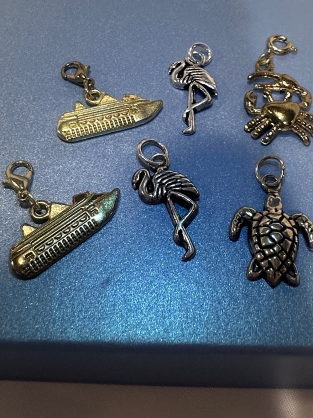 Assorted Ocean-Themed Metal Charms - Silver & Gold Tones